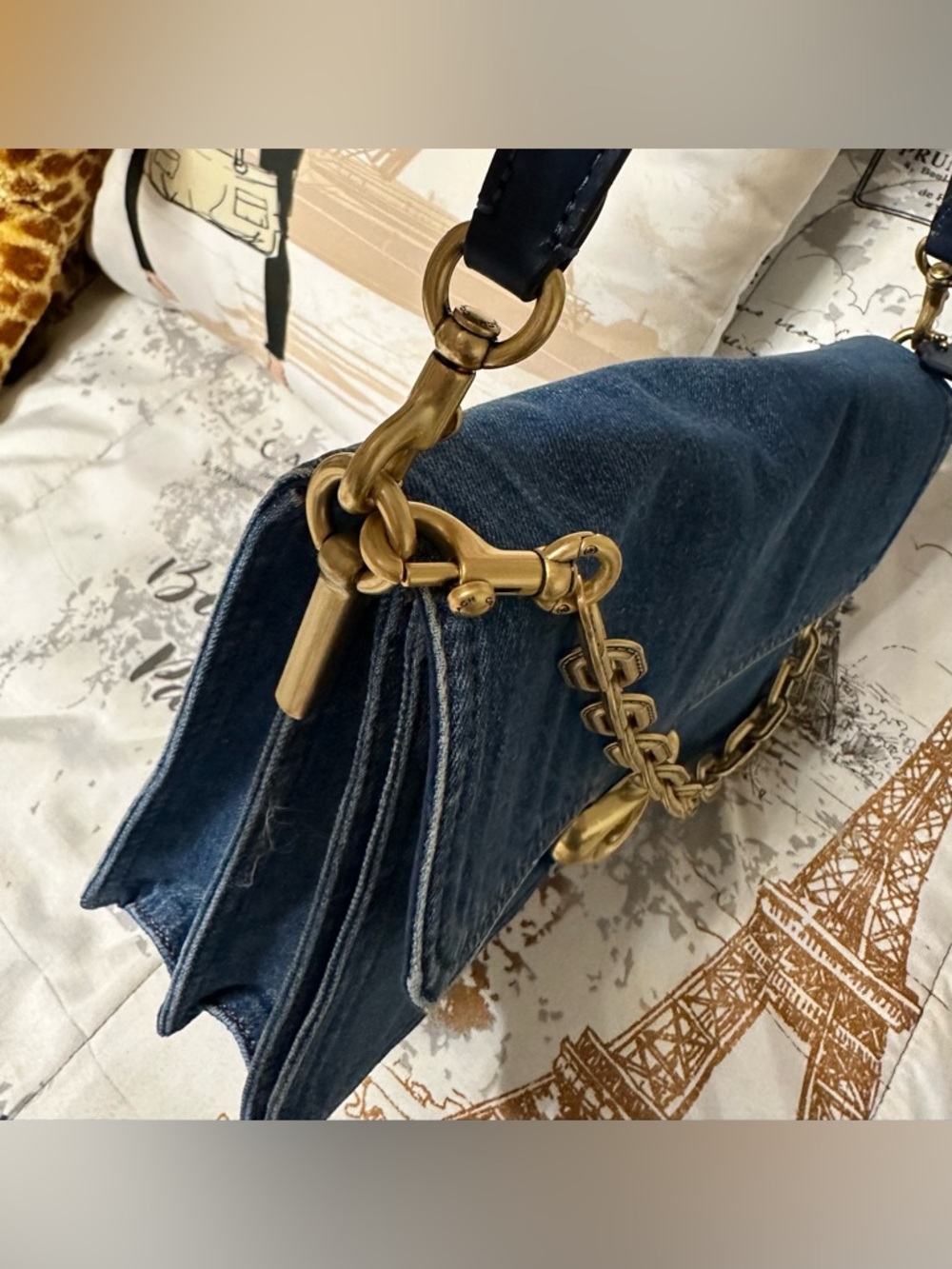 Coach Chain Tabby Shoulder Bag 30 in Denim - Picture 7 of 14
